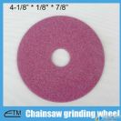 Pink aluminum oxide grinding wheel for chainsaw sharpening